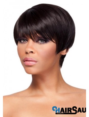 Cropped Auburn Straight Boycuts Gorgeous African American Wigs