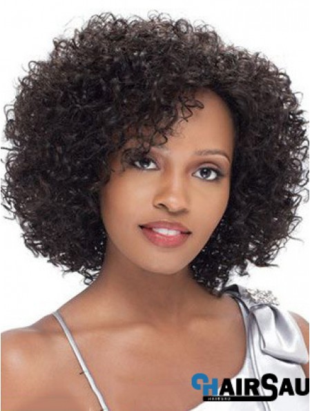 Brazilian Human Hair Short Lace Front Black Kinky Curly Wigs For Black Women