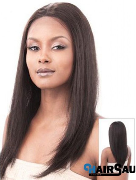 Auburn 16 inch Sleek Long Yaki Without Bangs Lace Wigs