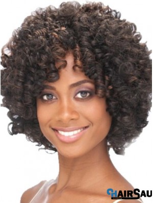 Chin Length Capless Layered Kinky Synthetic Black Woman's Wigs