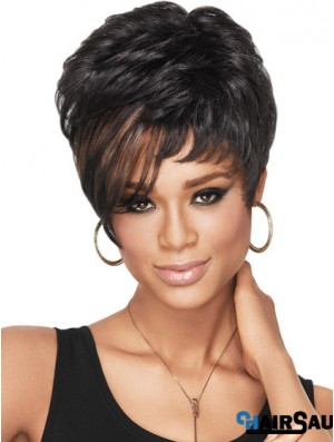 Cropped Black Wavy Boycuts High Quality African American Wigs