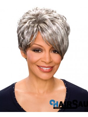 Durable Short Wavy Capless Grey Wigs