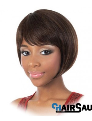 Chin Length Brown Straight Bobs Fashion African American Wigs