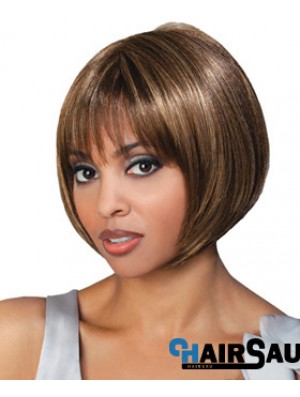 Chin Length Brown Straight Bobs Top African American Wigs