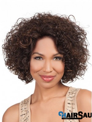 High Quality Chin Length Kinky 10 inch Synthetic Glueless Lace Front Wigs