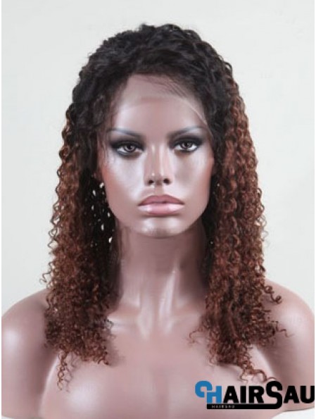 Shoulder Length Curly Without Bangs Full Lace 14 inch Comfortable Black Women Wigs