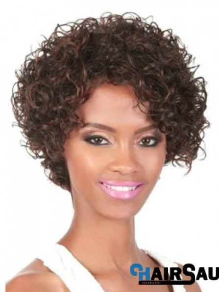 Curly Natural African American Wigs With Bangs