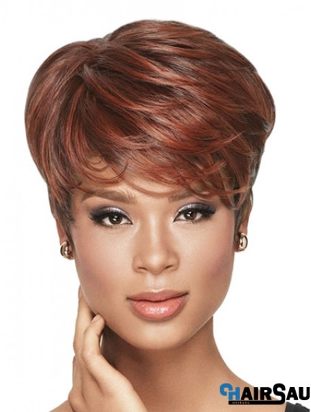 Cropped Red Wavy Boycuts Ideal African American Wigs