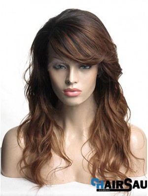 Long Brown Wavy With Bangs Cheapest African American Wigs