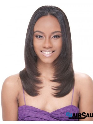 Long Brown Straight Without Bangs Suitable African American Wigs