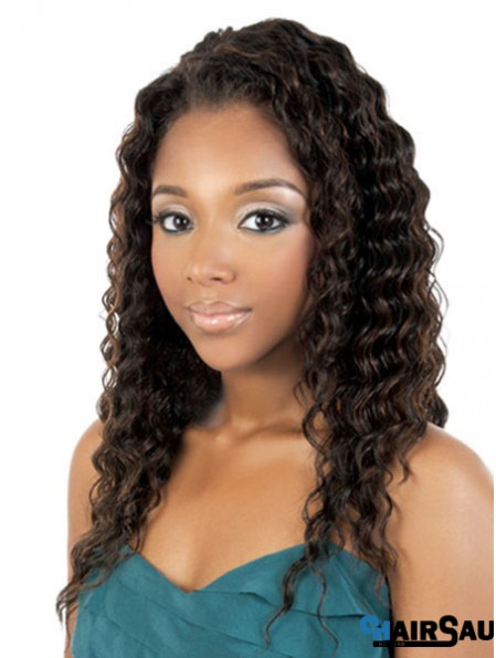 Long Brown Curly Without Bangs Best African American Wigs