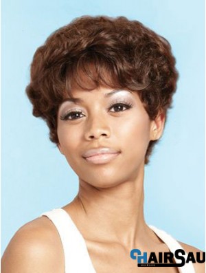 Short Brown Curly Layered Beautiful African American Wigs