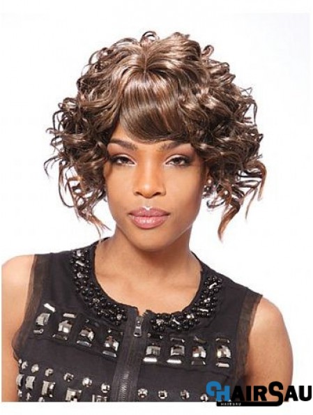 Short Brown Curly Layered Incredible African American Wigs