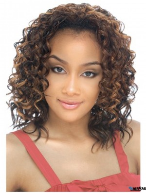 Shoulder Length Curly Blonde Designed Indian Remy Hair Half Wigs