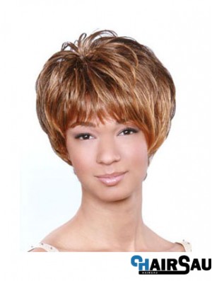 Short Brown Wavy Boycuts Popular African American Wigs