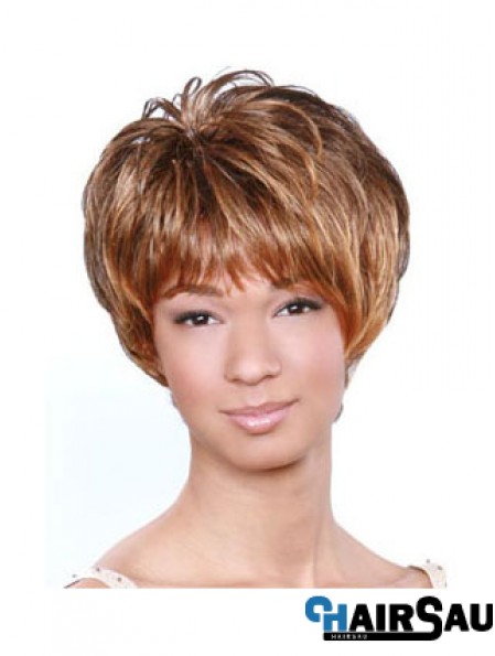 Short Brown Wavy Boycuts Popular African American Wigs