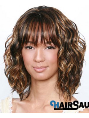 Shoulder Length Brown Curly Layered Best African American Wigs