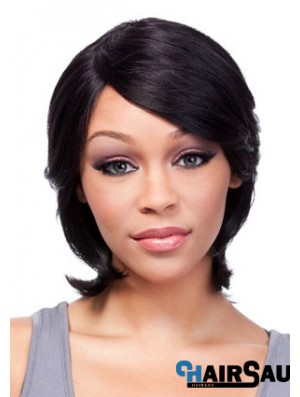 Chin Length Black Straight With Bangs Incredible African American Wigs