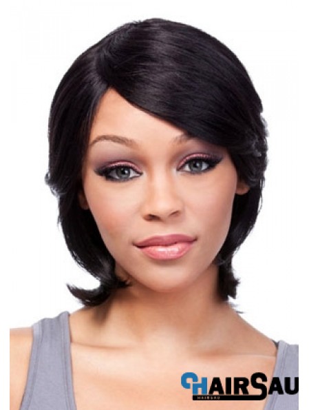 Chin Length Black Straight With Bangs Incredible African American Wigs