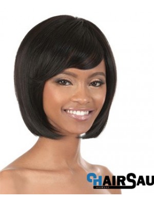 Chin Length Black Straight Bobs Popular African American Wigs