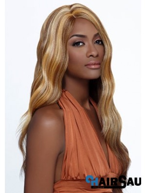 Long Blonde Wavy Layered Ideal African American Wigs