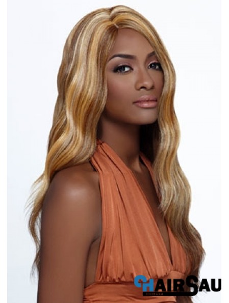 Long Blonde Wavy Layered Ideal African American Wigs