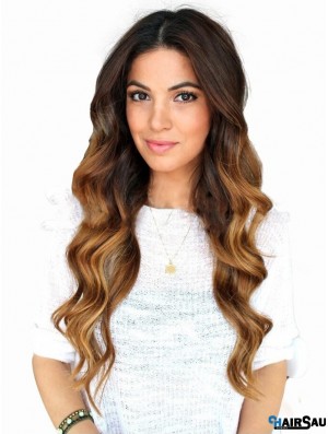 Long Ombre/2 Tone Wavy Without Bangs Beautiful African American Wigs