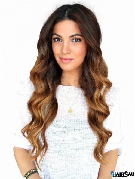 Long Ombre/2 Tone Wavy Without Bangs Beautiful African American Wigs