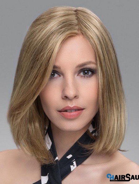 Blonde Soft Straight Shoulder Length Synthetic Bob Wigs