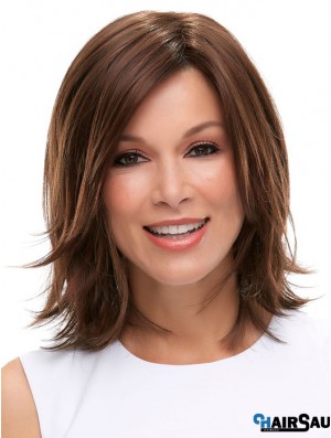 Brown Shoulder Length Straight Layered 12 inch Ideal Medium Wigs