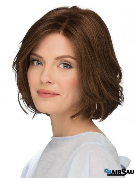 10 inch Chin Length Natural Brown Wavy Bob Wigs