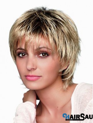 8 inch Short Designed Blonde Straight Bob Wigs