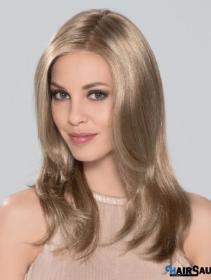 Without Bangs Monofilament 16 inch Straight Blonde Long Wigs