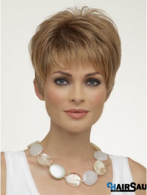 Natural Synthetic Wigs Boycuts Cropped Length Blonde Color Wigs