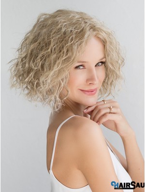 Blonde Chin Length Curly Without Bangs 10 inch Fashionable Medium Wigs