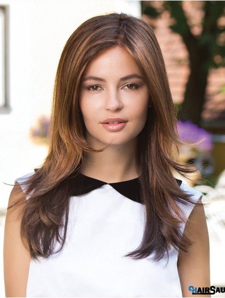 Long Straight Layered Brown Fabulous 100% Hand-tied Wigs