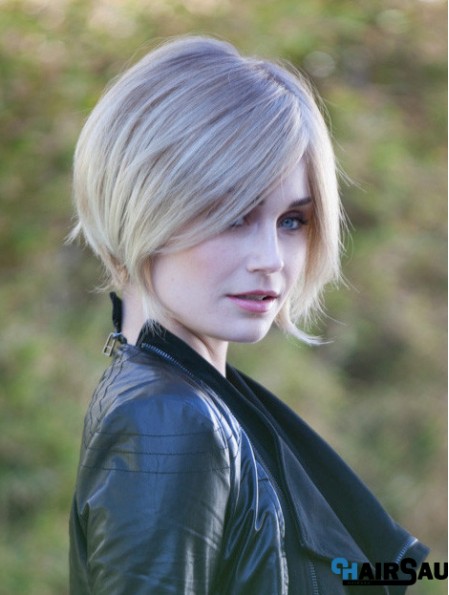 10 inch Chin Length Blonde Straight Fashion Bob Wigs