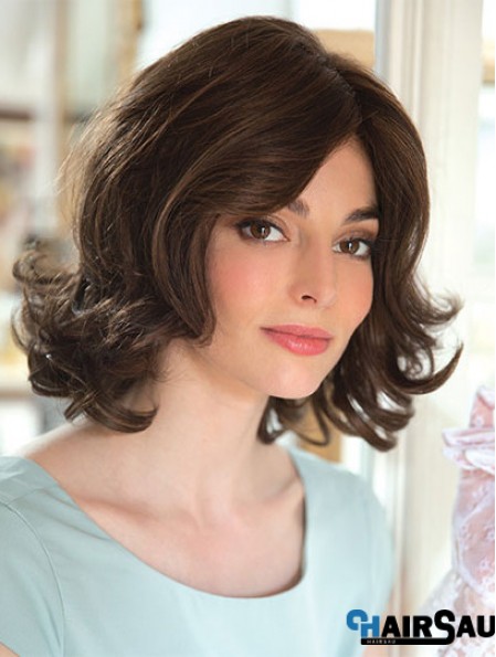 Brown 12 inch With Bangs Chin Length Affordable Monofilament Wigs