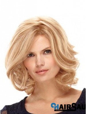 14 inch Blonde Layered Shoulder Wavy Synthetic Ladies Monofilament