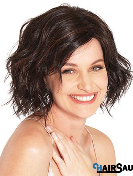 10 inch Chin Length Brown Wavy Comfortable Bob Wigs