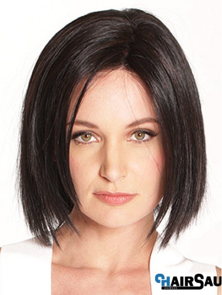 10 inch Chin Length Black Straight Soft Bob Wigs