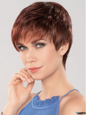 Auburn 4 inch Boycuts Fashionable Capless Synthetic Wigs