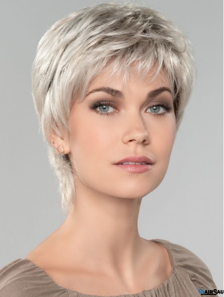 Short 8 inch Capless Affordable Grey Wigs