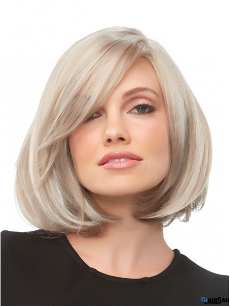 100% Hand-tied Blonde 12 inch Chin Length With Bangs Heat Friendly Wigs