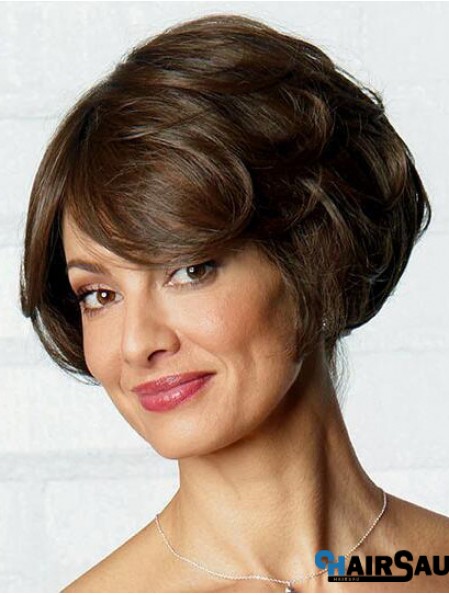 Short Brown Fashionable 6 inch Wavy Bob Wigs