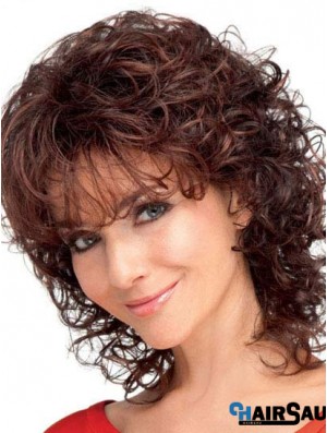 Synthetic Hair Wigs With Bangs Auburn Color