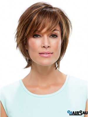 Layered Synthetic Brown 10 inch Straight Synthetic Lace Front