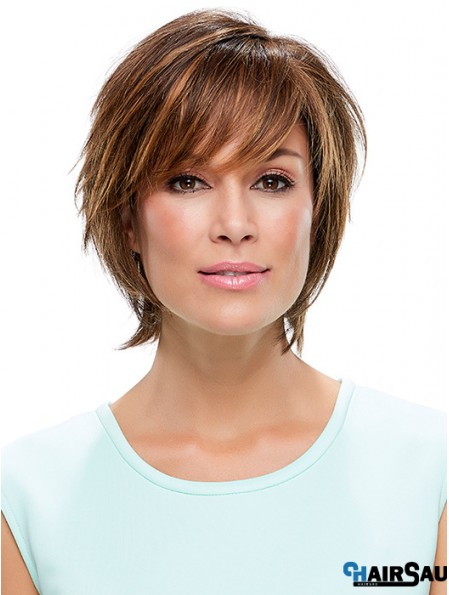 Layered Synthetic Brown 10 inch Straight Synthetic Lace Front