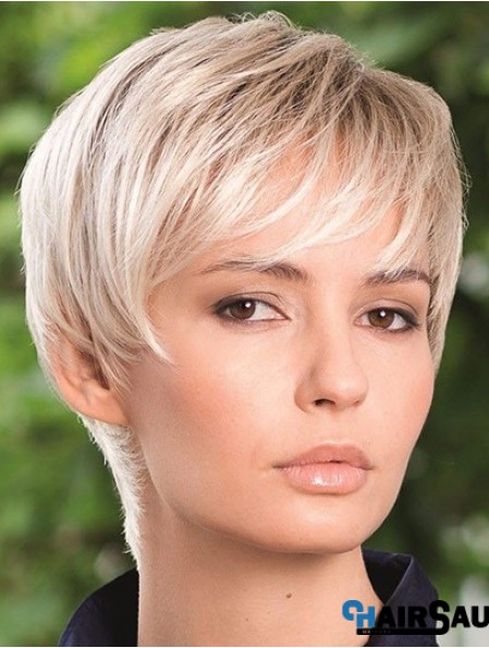 Synthetic Hair Wig Boycuts Straight Style Blonde Color Short Length