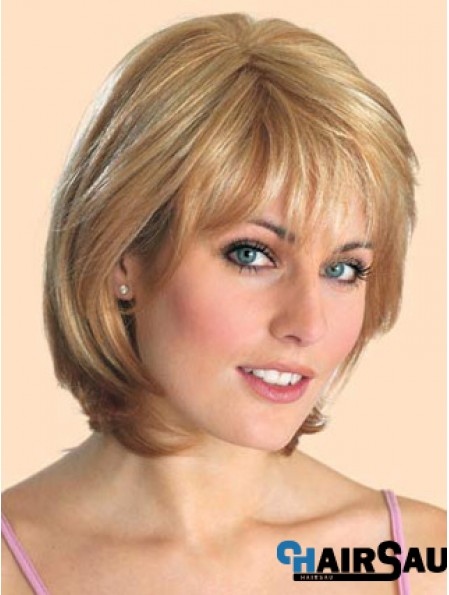 Cheap Synthetic Lace Front Wigs Straight Style Blonde Color Chin Length